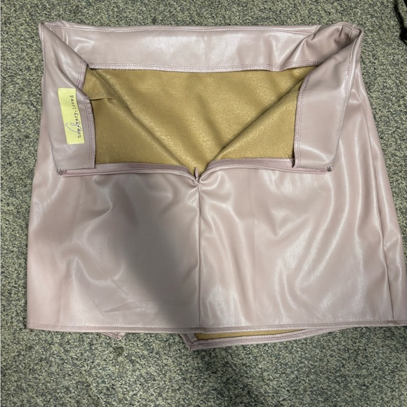 Pale Pink Vegan Leather Mini Skirt - Picture 3 of 5